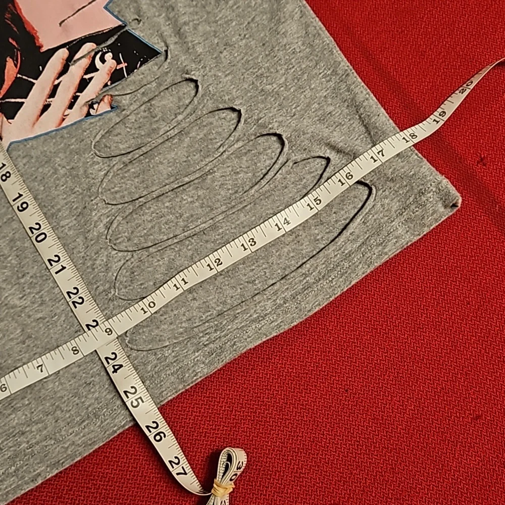 David Bowie distressed gray short sleeve graphic tee Small Ziggy Stardust - Picture 6 of 7